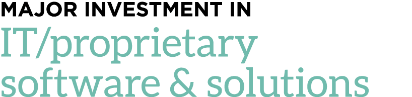 MAJOR Investment in IT proprietary software & solutions