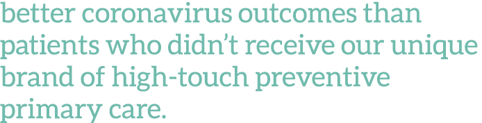 better coronavirus outcomes than patients who didn t receive our unique brand of high-touch preventive primary care 